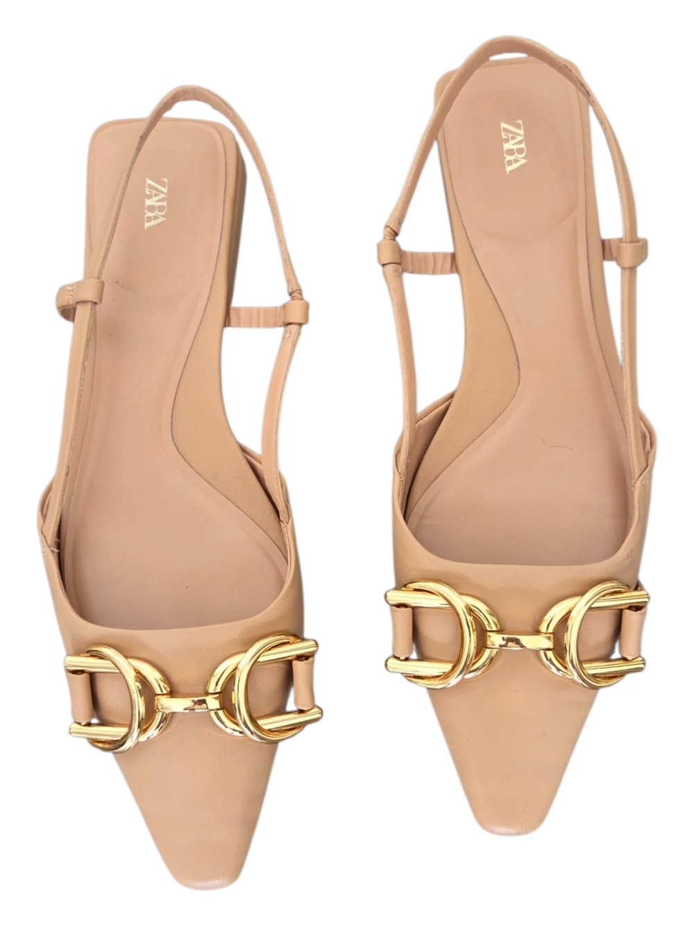 🌟Zara Nude Slingback Flats with Gold Buckle - Picture 5 of 6